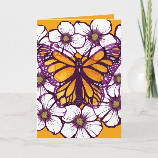 Monarchfalter Blumen Karte (Vorderseite)