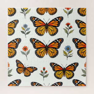 Monarchfalter-Blumenmuster Puzzle