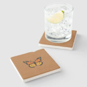 Monarchfalter-Farben Steinuntersetzer (Seitenansicht)