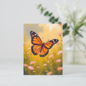 Monarchfalter-Garten Aquarell-Blumen Postkarte (Stehend Vorderseite)
