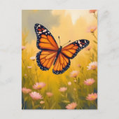 Monarchfalter-Garten Aquarell-Blumen Postkarte (Vorderseite)