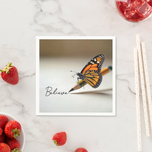 Monarchfalter mit Glaube-Text Serviette (Beispiel)