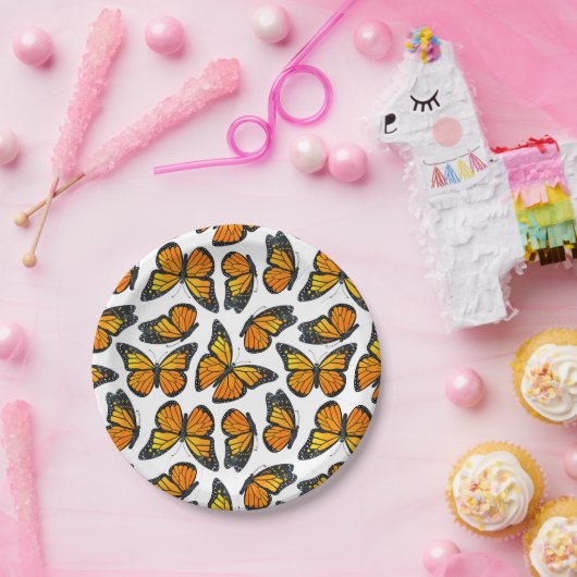 Monarchfalter-Muster Pappteller (Party)