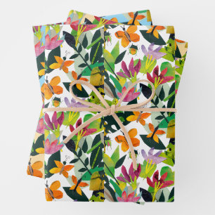 Monarchfalter Naturinspirierte botanische Kunst Geschenkpapier Set