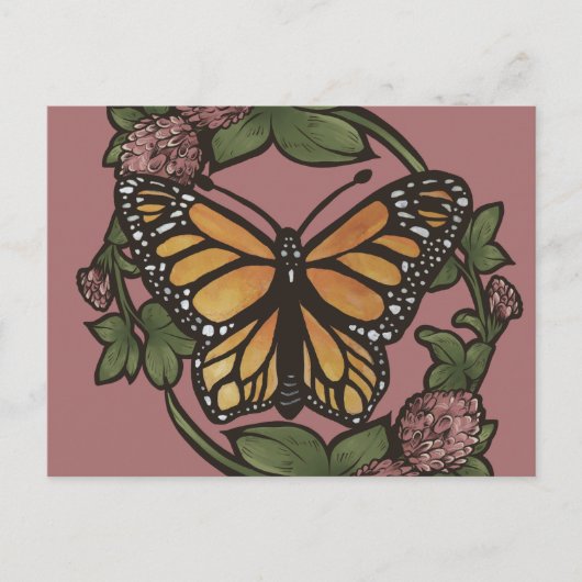 Monarchfalter und Klee Postkarte (Vorderseite)