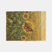 Monarchfalter und Sonnenblumen Fleecedecke (Vorderseite (Horizontal))