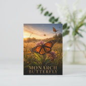 Monarchfalter-Wildblumenwiese TIER Postkarte (Stehend Vorderseite)