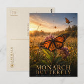 Monarchfalter-Wildblumenwiese TIER Postkarte (Vorne/Hinten)