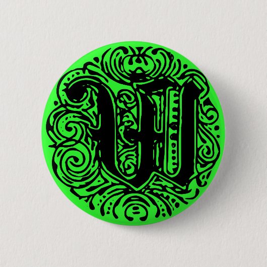 Monarchia Monogram Letter W Initial Alphabet W Button (Vorderseite)