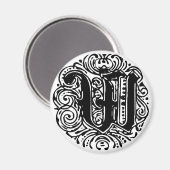 Monarchia Monogram Letter W Initial Alphabet W Magnet (Vorderseite/Rückseite)