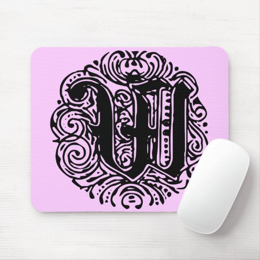 Monarchia Monogram Letter W Initial Alphabet W Mousepad (Mit Mouse)