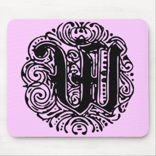 Monarchia Monogram Letter W Initial Alphabet W Mousepad