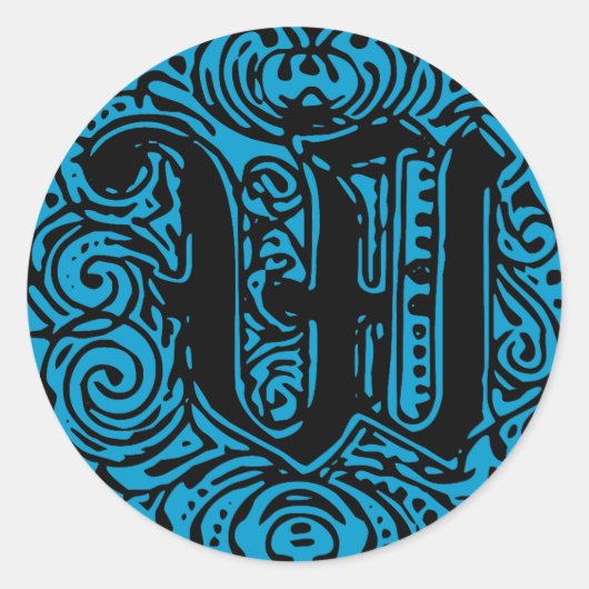 Monarchia Monogram Letter W Initial Alphabet W Runder Aufkleber (Vorderseite)