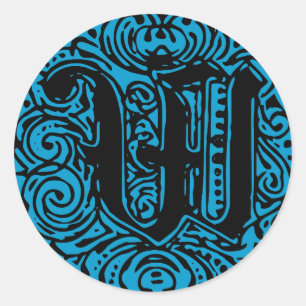 Monarchia Monogram Letter W Initial Alphabet W Runder Aufkleber