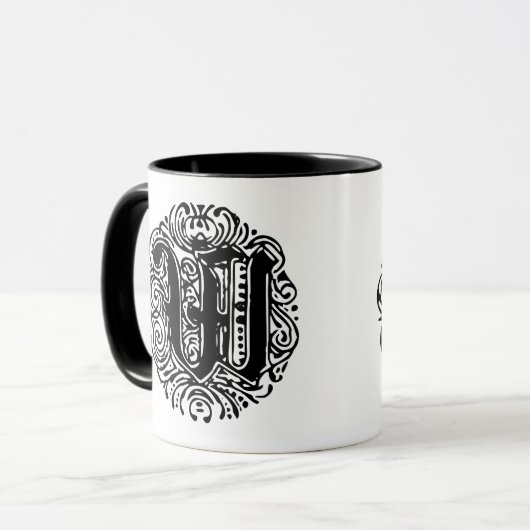 Monarchia Monogram Letter W Initial Alphabet W Tasse (Vorderseite Links)