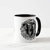 Monarchia Monogram Letter W Initial Alphabet W Tasse (VorderseiteRechts)