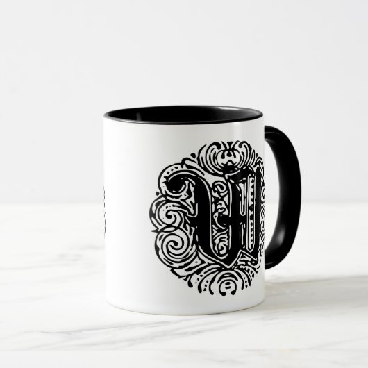 Monarchia Monogram Letter W Initial Alphabet W Tasse (VorderseiteRechts)