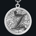 Monarchia "Z" Monogramm Pendant Necklace Versilberte Kette<br><div class="desc">Extravaganter Letter Monogram Schriftart genannt Monarchia. Ein Viktorianischer Vintager Stiltext. Passen Sie dies mit Ihren Bildern oder Texten an. Dieses Design auf jedes Produkt übertragen.</div>
