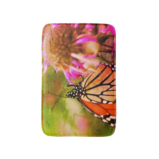 Monarchschmetterling auf Blume Nah Abstrakt Badematte (Vorderseite Vertikal)
