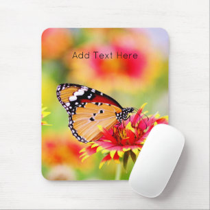 Monarchschmetterling auf der Blume Rot und Gelb Mousepad