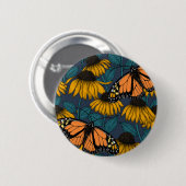 Monarchschmetterling auf gelben Konfektoren Button (Vorne & Hinten)