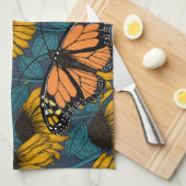 Monarchschmetterling auf gelben Konfektoren Geschirrtuch (Viertel Falte)