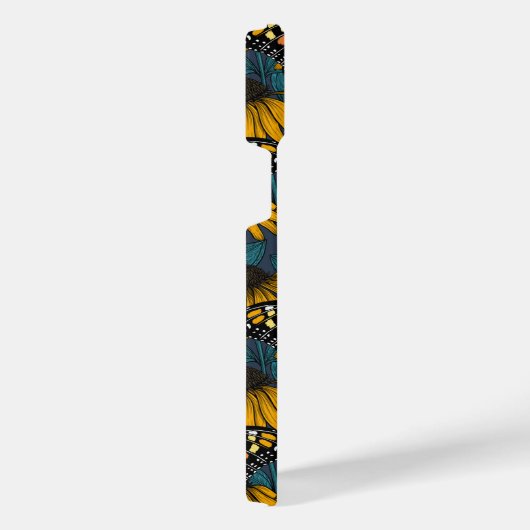 Monarchschmetterling auf gelben Konfektoren iPhone Hülle (Rechte Seite)