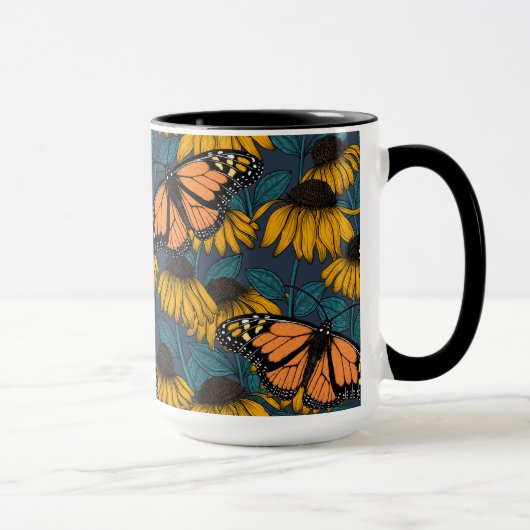 Monarchschmetterling auf gelben Konfektoren Tasse (Rechts)