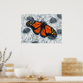 Monarchschmetterling auf Konfödermassen Poster (Küche)