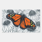 Monarchschmetterling auf Konfödermassen Rechteckiger Aufkleber (Vorderseite)