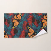 Monarchschmetterling auf roten Konfektoren Badhandtuch Set (Handtuch)
