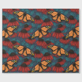 Monarchschmetterling auf roten Konfektoren Geschenkpapier (Flach)