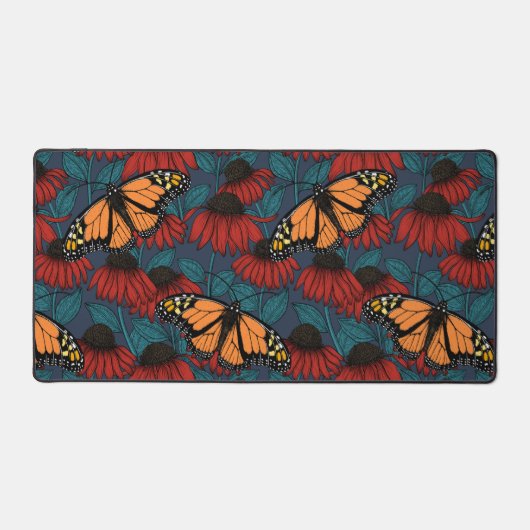 Monarchschmetterling auf roten Konfektoren Schreibtischunterlage (Vorderseite)