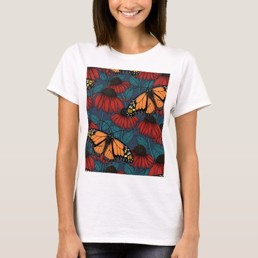 Monarchschmetterling auf roten Konfektoren T-Shirt (Vorderseite)