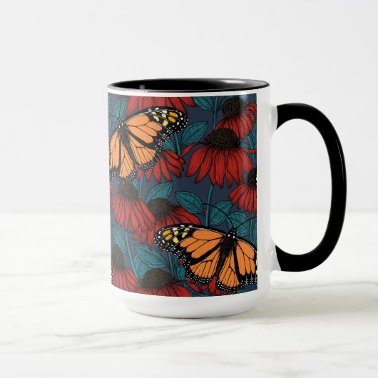 Monarchschmetterling auf roten Konfektoren Tasse (Rechts)