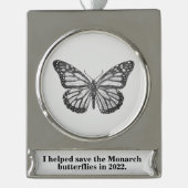 Monarchschmetterling Banner-Ornament Silber (Vorderseite)
