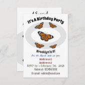 Monarchschmetterling-Cartoon Einladung (Vorne/Hinten)