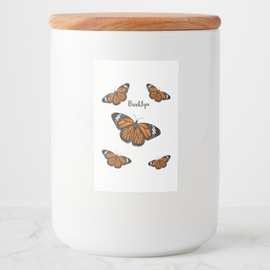 Monarchschmetterling-Cartoon Lebensmitteletikett (Vorderseite)