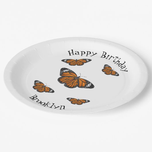 Monarchschmetterling-Cartoon Pappteller (Schrägansicht)