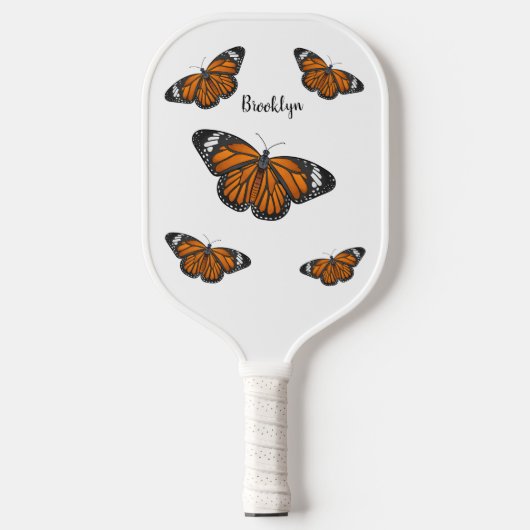 Monarchschmetterling-Cartoon Pickleball Schläger (Vorderseite)