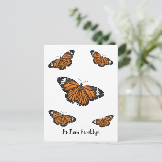 Monarchschmetterling-Cartoon Postkarte (Stehend Vorderseite)