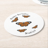 Monarchschmetterling-Cartoon Runder Pappuntersetzer (Angewinkelt)