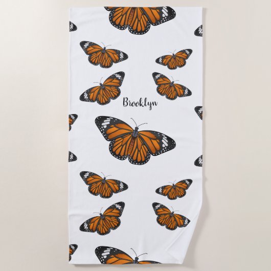 Monarchschmetterling-Cartoon Strandtuch (Vorderseite)