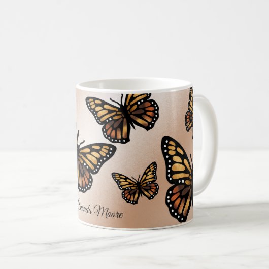 Monarchschmetterling Goldene Flügel Sommernatur Kaffeetasse (VorderseiteRechts)