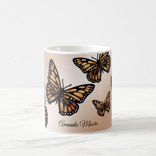 Monarchschmetterling Goldene Flügel Sommernatur Kaffeetasse (Mittel)