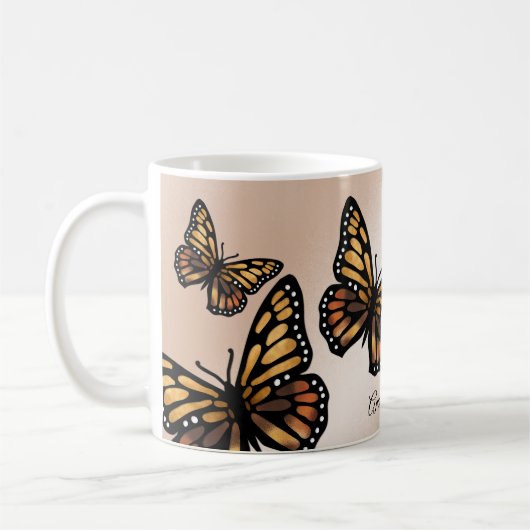 Monarchschmetterling Goldene Flügel Sommernatur Kaffeetasse (Links)