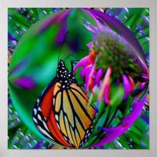 Monarchschmetterling in einer Blase Abstrakter Nat Poster