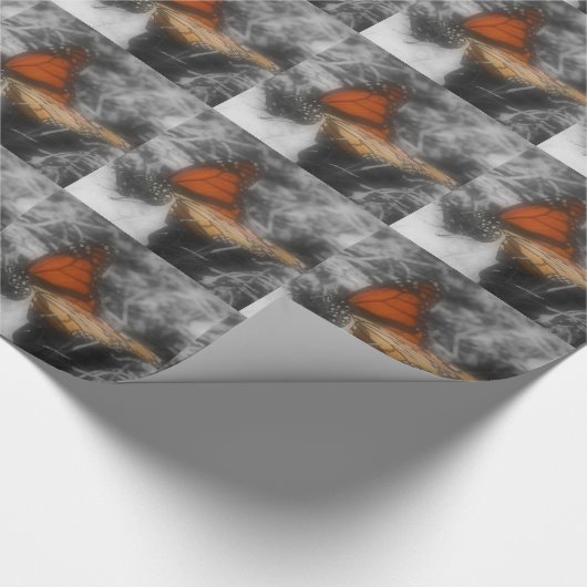 Monarchschmetterling in Schwarz-Weiß-Natur Geschenkpapier (Ecke)