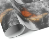 Monarchschmetterling in Schwarz-Weiß-Natur Geschenkpapier (Rolleneckpunkt)