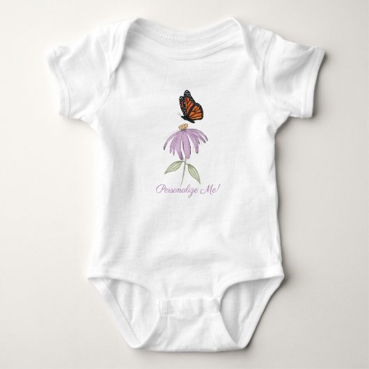 Monarchschmetterling mit Lila Kone-Blume Baby Strampler (Vorderseite)